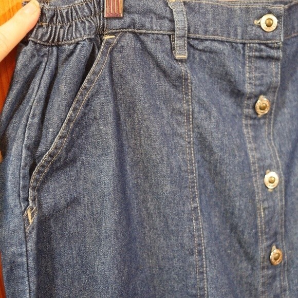 Premier Denim Button Front Midi Skirt 20W Farmhouse Cottagecore Modest 100% Cott - Picture 4 of 12